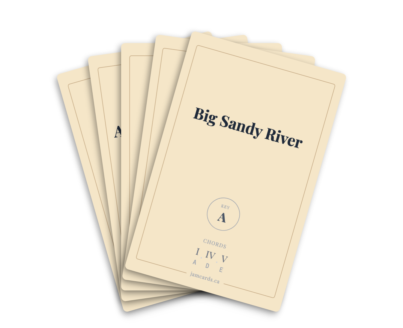 Jam Card front — song title, key, and style